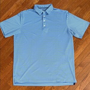 johnnie-O Blue Striped Golf Polo